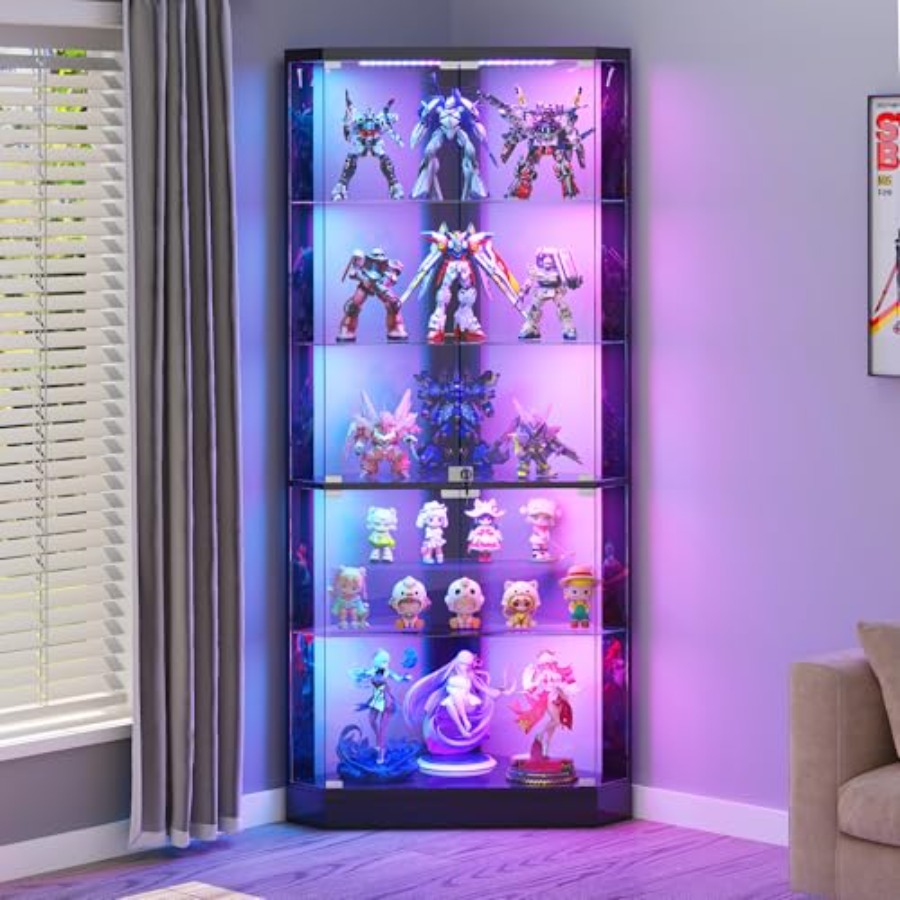 Display Case Acrylic - Vetrina Angolare con Luci RGB e